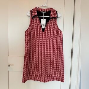 Zara Collared Patterned Mini Dress Size L